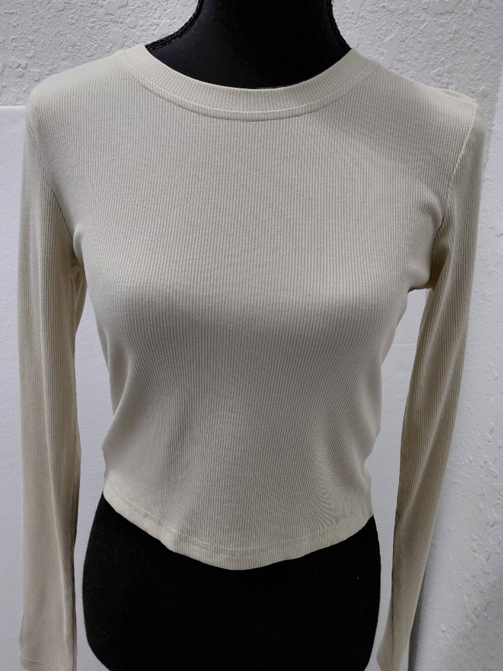 PERFECTWHITETEE Women's Black Rowe Rib Long Sleeve Ribbed Top